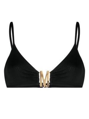 Moschino logo-plaque bikini top - Black