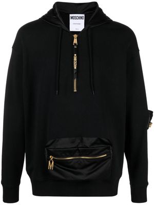 Moschino logo-plaque cotton-blend hoodie - Black