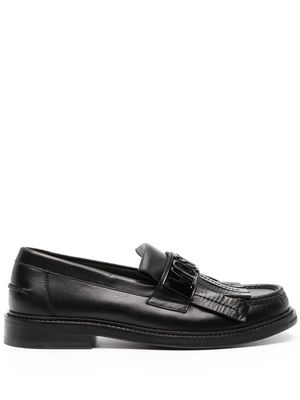 Moschino logo-plaque fringed leather loafers - Black