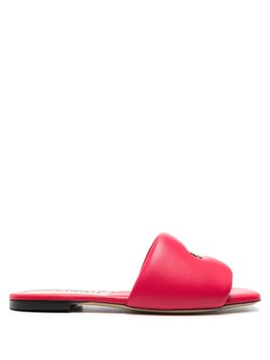 Moschino logo-plaque leather slides - Red
