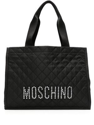 Moschino logo-plaque quilted tote bag - Black
