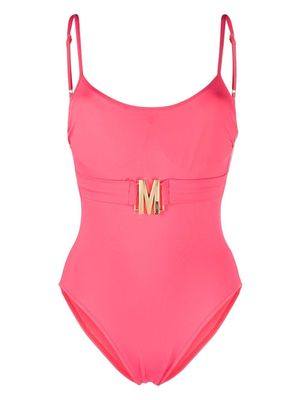 Moschino logo-plaque swimsuit - Pink