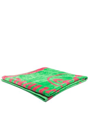 Moschino logo-print beach towel - Green
