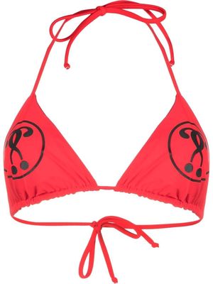 Moschino logo-print bikini top - Red