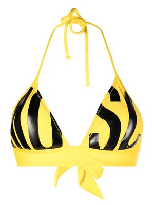 Moschino logo print bikini top - Yellow