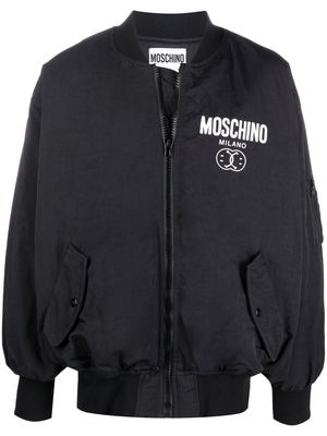 Moschino logo-print bomber-jacket - Black