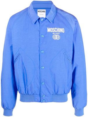 Moschino logo-print bomber jacket - Blue