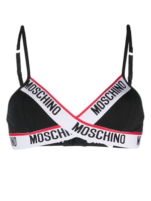 Moschino logo-print bra - Black