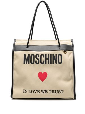 Moschino logo-print canvas tote bag - Brown