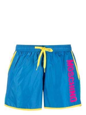 Moschino logo-print colour-block swim shorts - Blue