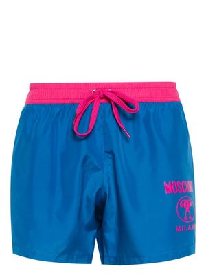 Moschino logo-print colourblock swim shorts - Blue
