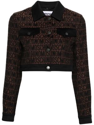 Moschino logo-print cotton-blend cropped jacket - Brown