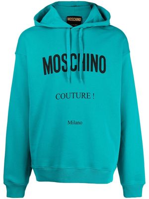 Moschino logo-print cotton hoodie - Green