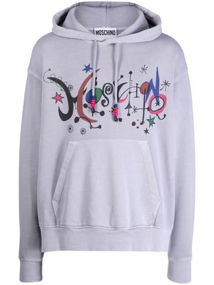 Moschino logo-print cotton hoodie - Grey