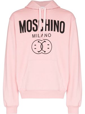 Moschino logo-print cotton hoodie - Pink