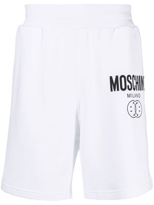 Moschino logo-print cotton shorts - White