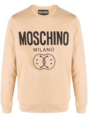 Moschino logo-print cotton sweatshirt - Neutrals
