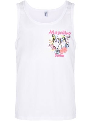 Moschino logo-print cotton tank top - White