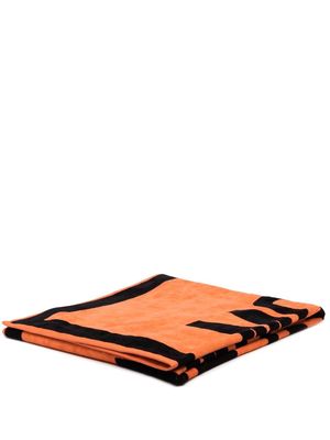 Moschino logo-print cotton towel - Orange