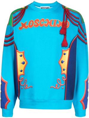 Moschino logo-print crew neck jumper - Blue
