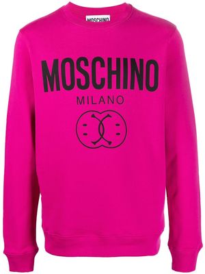 Moschino logo-print crew neck jumper - Pink