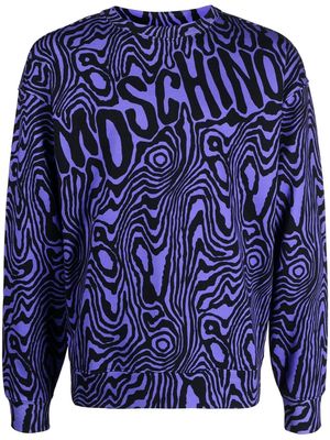 Moschino logo-print crew neck sweater - Blue