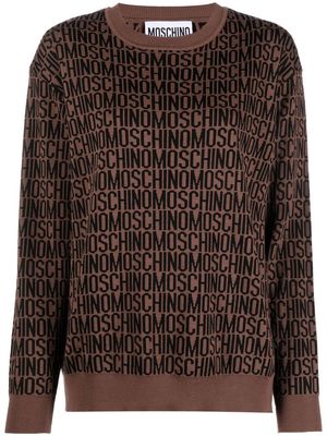 Moschino logo-print crew neck sweatshirt - Brown