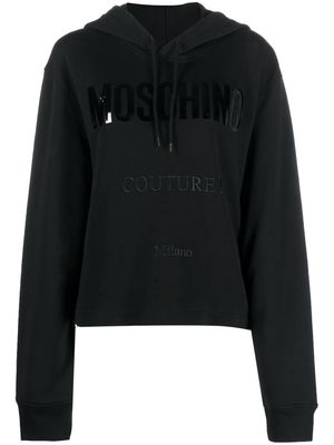 Moschino logo-print cropped hoodie - Black