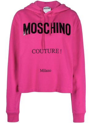 Moschino logo-print cropped hoodie - Pink
