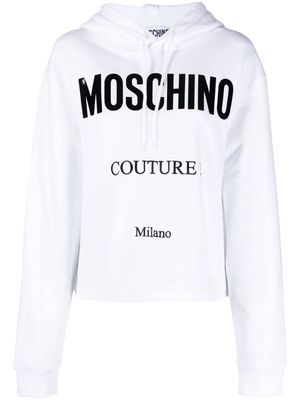Moschino logo-print cropped hoodie - White