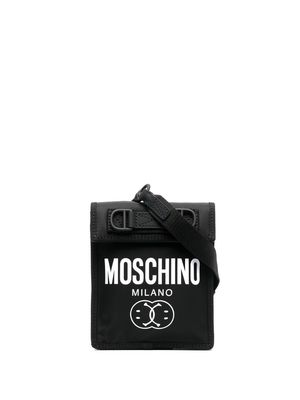 Moschino logo-print crossbody pouch bag - Black