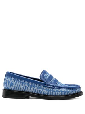 Moschino logo-print denim loafers - Blue