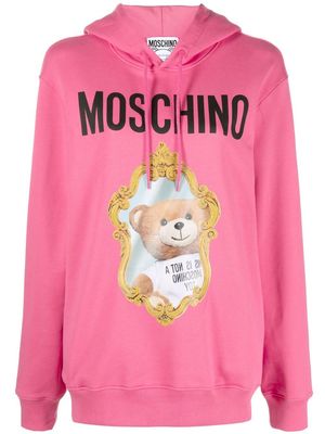 Moschino logo-print detail toy-bear hoodie - Pink