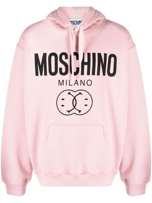 Moschino logo-print drawstring hoodie - Pink