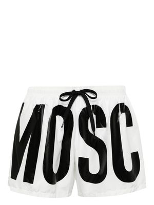 Moschino logo-print drawstring swim shorts - White