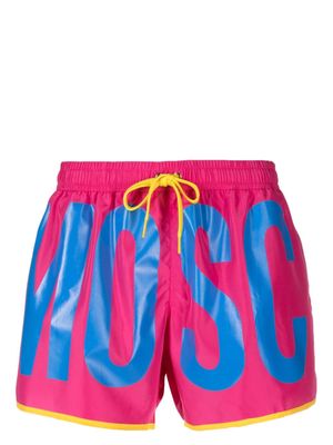 Moschino logo-print drawstring swim trunks - Pink