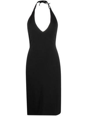Moschino logo-print halterneck beach dress - Black