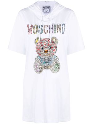 Moschino logo-print hooded T-shirt dress - White