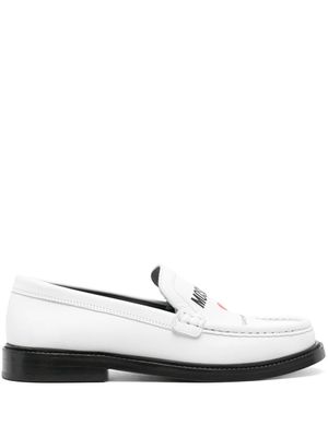 Moschino logo-print leather loafers - White