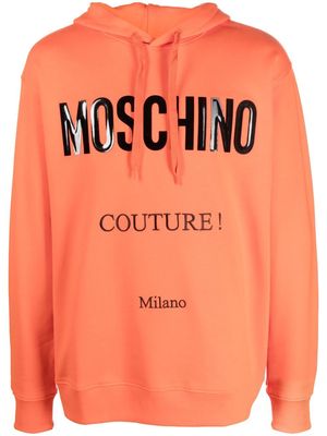 MOSCHINO logo-print long-sleeved hoodie - Orange
