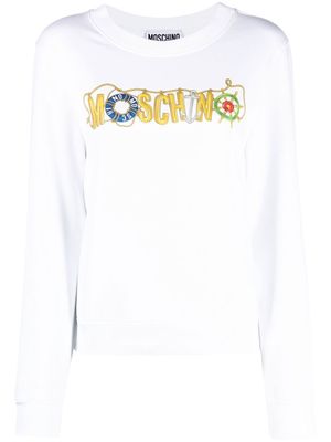 Moschino logo-print long-sleeved sweatshirt - White