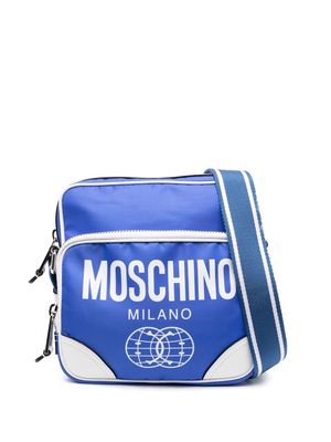 Moschino logo-print messenger-bag - Blue