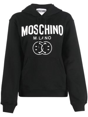 Moschino logo-print organic cotton hoodie - Black