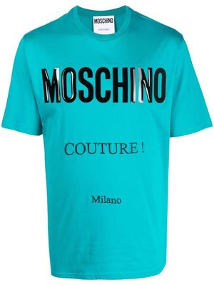 Moschino logo-print organic-cotton T-shirt - Blue
