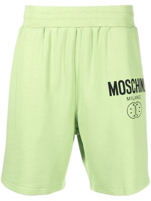 Moschino logo-print organic-cotton track shorts - Green