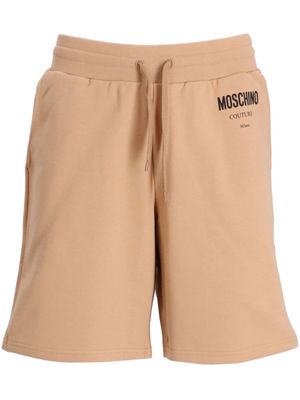 Moschino logo-print organic cotton track shorts - Neutrals