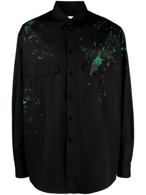 Moschino logo-print paint-splatter shirt - Black