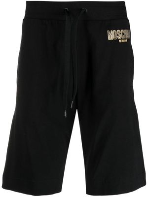 Moschino logo-print rhinestone-embellished track shorts - Black