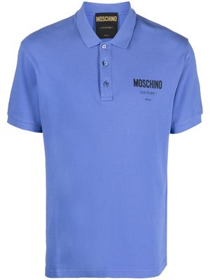 Moschino logo-print shortsleeved polo shirt - Blue