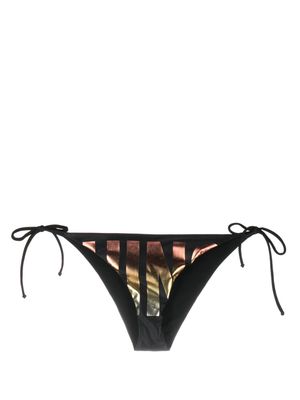 Moschino logo-print side-tie bikini bottom - Black